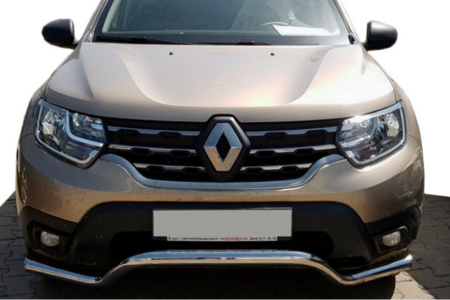 Renault Duster 2018-2024 гг. Передняя защита WT008 (нерж. сталь) Image
