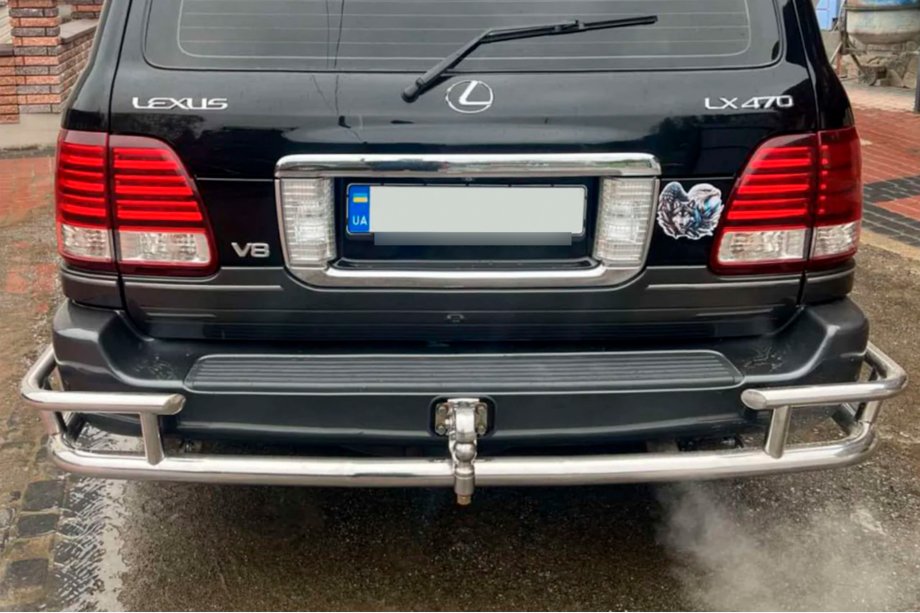Lexus LX470 1998-2007 гг. Задняя защита AK009-15 (нержавейка) Фото 2