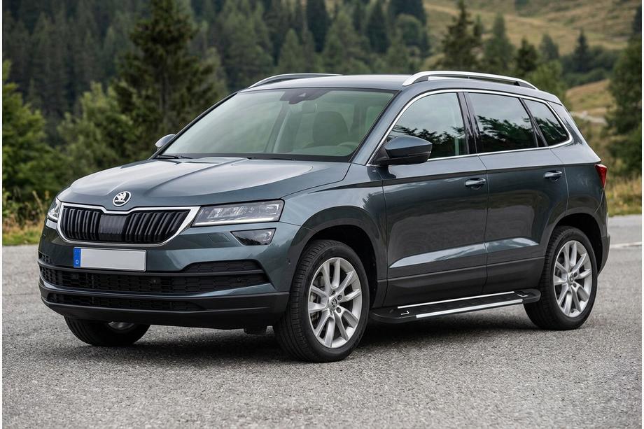 Skoda Karoq 2018- гг. Боковые Подножки RedLine Black (2 шт., Алюминий) Image