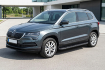 Skoda Karoq 2018- гг. Боковые пороги Bosphorus Black (2 шт., алюминий) фото 1