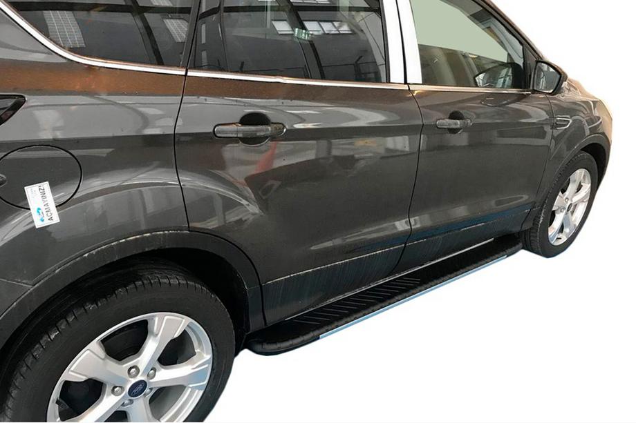 Skoda Karoq 2018- гг. Боковые пороги Bosphorus Grey (2 шт., алюминий) Image