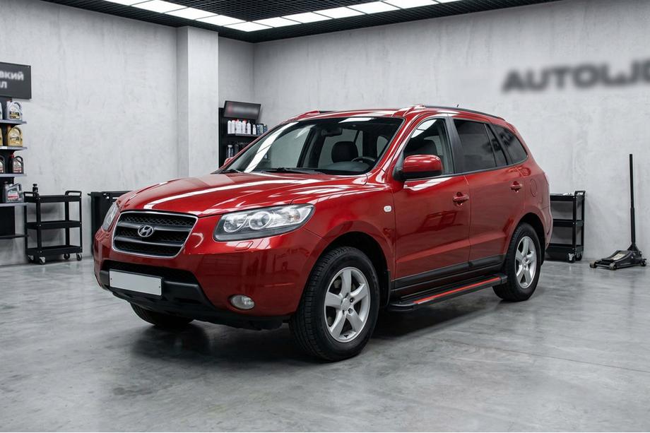 Hyundai Santa Fe 2 2006-2012 гг. Боковые Подножки Maya Red-Black (2 шт., Алюминий) Фото 1