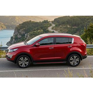 Боковые Подножки Maya Red-Black (2 шт., Алюминий) Kia Sportage 2010-2015 гг. фото 1