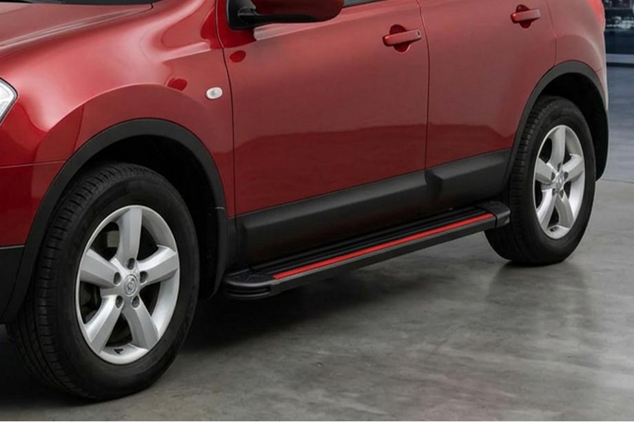 Nissan Qashqai 2014-2021 гг. Боковые Подножки Maya Red (2 шт., Алюминий) Фото 1