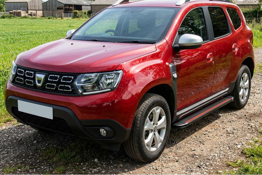 Renault Duster 2018-2024 гг. Боковые Подножки Maya Red (2 шт., Алюминий) Image