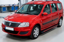 Renault Logan MCV 2005-2013 гг. Боковые Подножки Maya Red (2 шт., Алюминий) фото 1