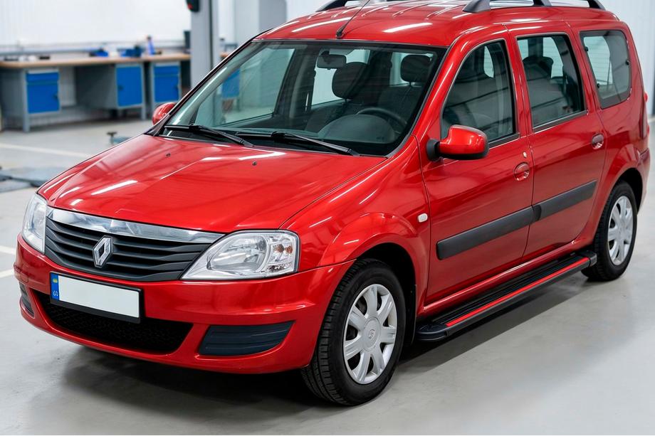 Renault Logan MCV 2005-2013 гг. Боковые Подножки Maya Red (2 шт., Алюминий) Image