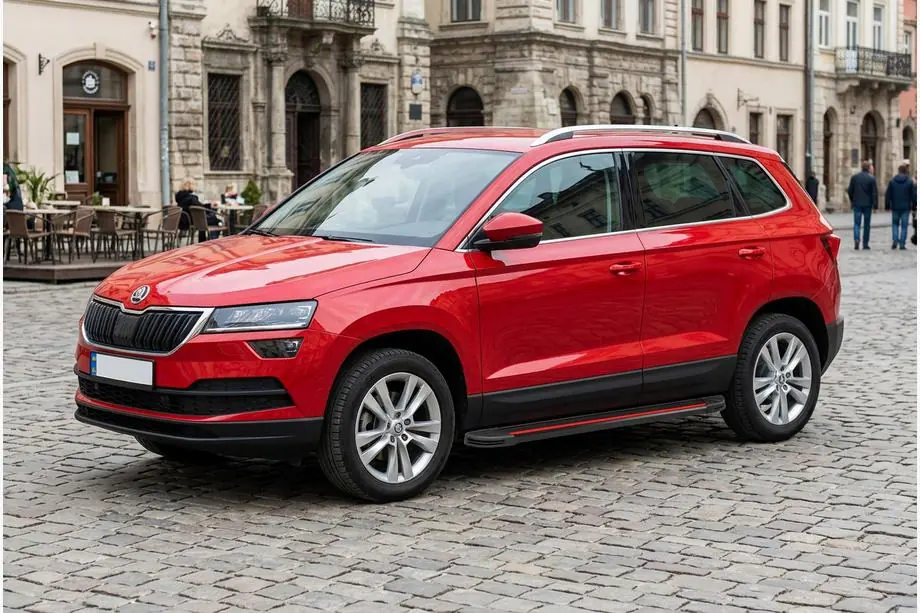 Skoda Karoq 2018- гг. Боковые Подножки Maya Red (2 шт., Алюминий) Image