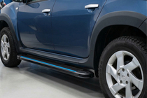 Dacia Duster 2008-2018 гг. Боковые Подножки Maya Blue (2 шт., Алюминий) фото 1