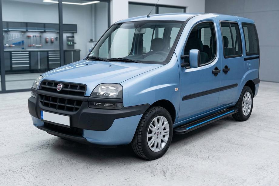 Fiat Doblo I 2005-2010 гг. Боковые Подножки Maya Blue (2 шт., Алюминий) Фото 1