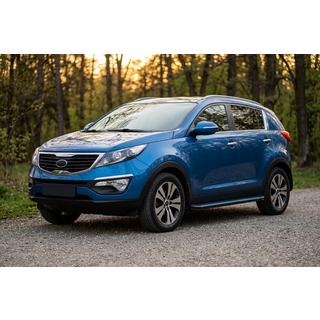 Боковые Подножки Maya Blue-Black (2 шт., Алюминий) Kia Sportage 2010-2015 гг. фото 1