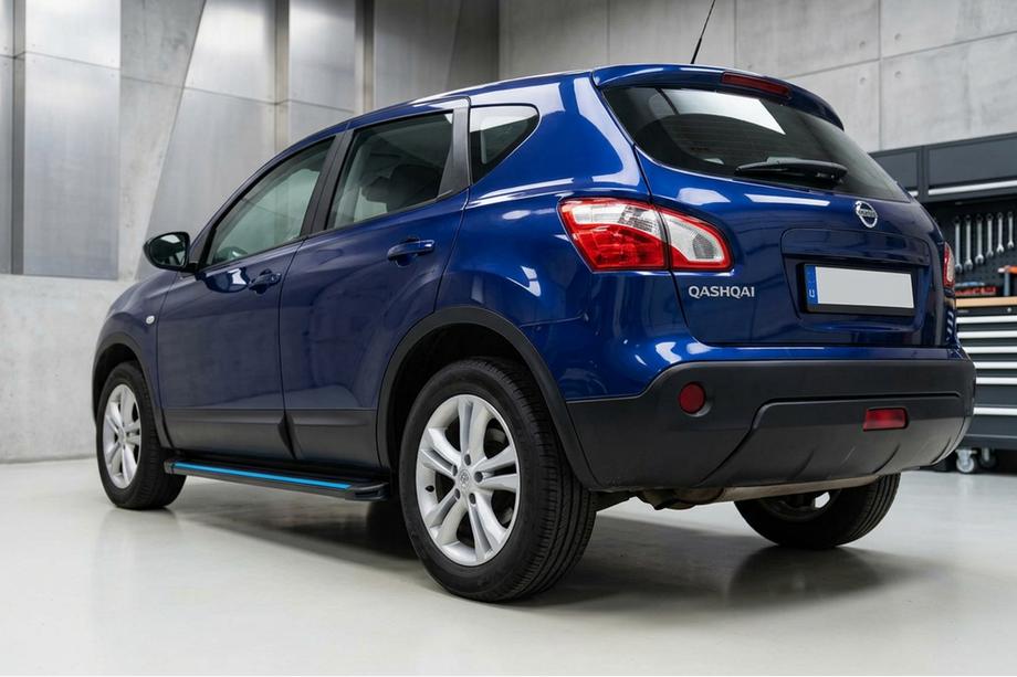 Nissan Qashqai 2007-2010 гг. Боковые Подножки Maya Blue-Black (2 шт., Алюминий) Фото 1