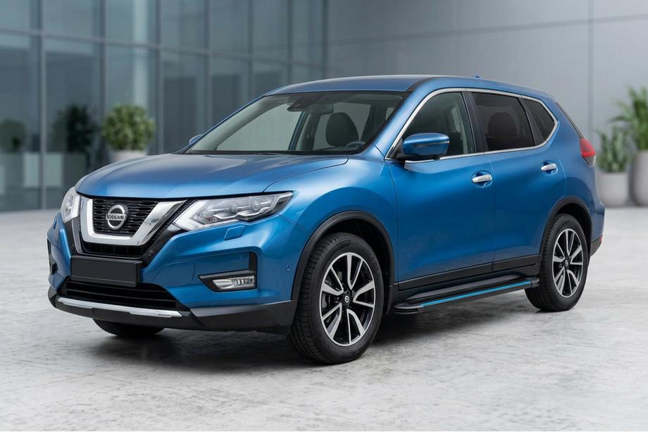 Nissan X-trail T32/Rogue 2014-2021 гг. Боковые Подножки Maya Blue (2 шт., Алюминий) Фото 1