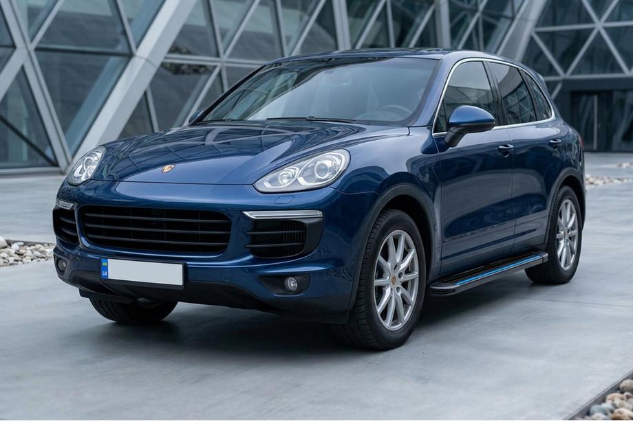 Porsche Cayenne 2010-2017 гг. Боковые Подножки Maya Blue (2 шт., Алюминий) Фото 1
