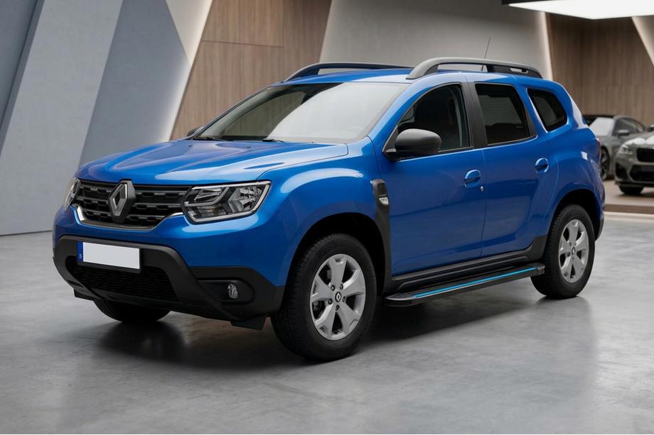 Renault Duster 2018-2024 гг. Боковые Подножки Maya Blue (2 шт., Алюминий) Image