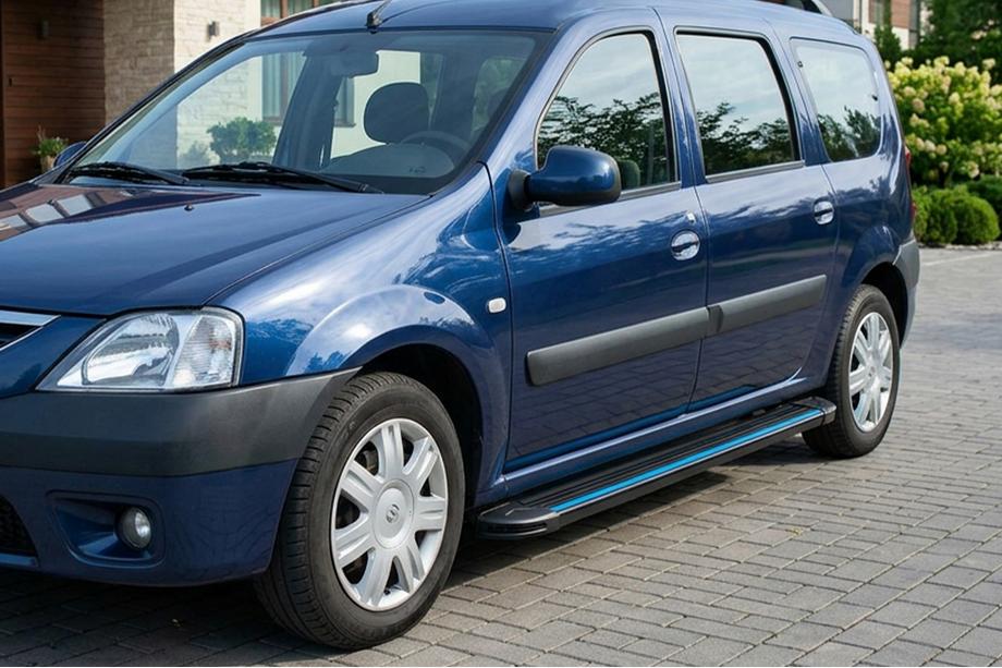 Renault Logan MCV 2005-2013 гг. Боковые Подножки Maya Blue (2 шт., Алюминий) Фото 3