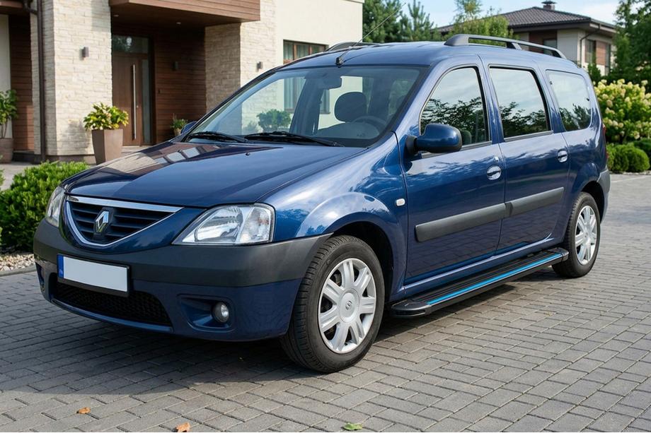 Renault Logan MCV 2005-2013 гг. Боковые Подножки Maya Blue (2 шт., Алюминий) Фото 1