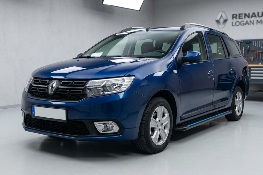 Renault Logan MCV 2013-2022 гг. Боковые Подножки Maya Blue (2 шт., Алюминий) Image