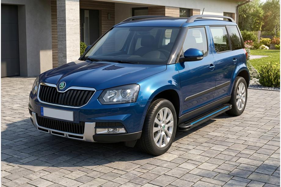 Skoda Yeti 2009-2017 гг. Боковые Подножки Maya Blue (2 шт., Алюминий) Фото 1