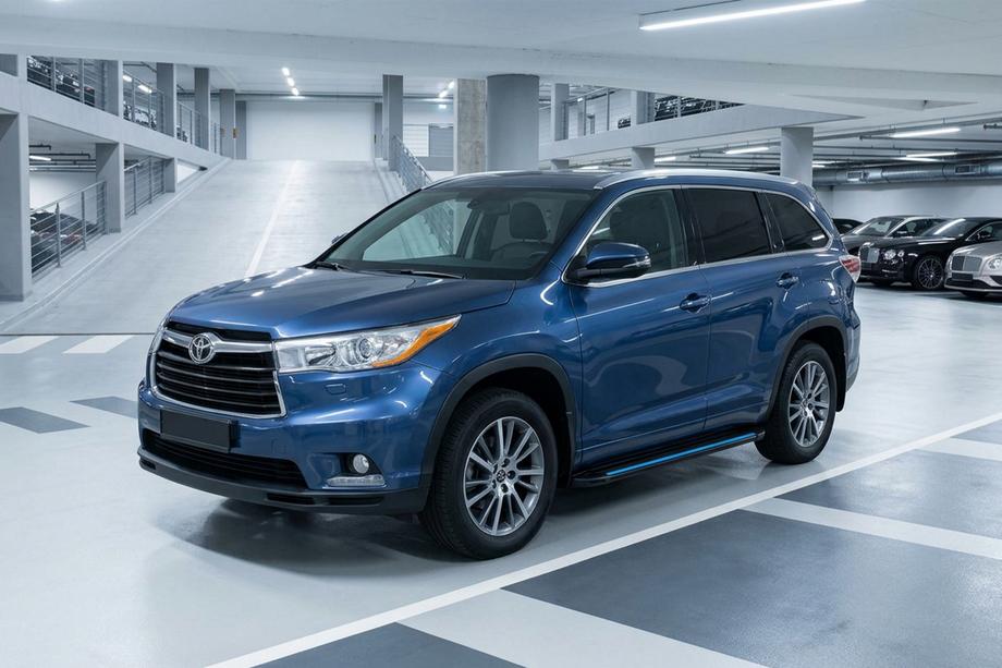 Toyota Highlander 2013-2019 гг. Боковые Подножки Maya Blue (2 шт., Алюминий) Фото 1