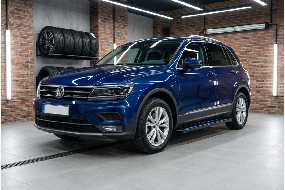 Volkswagen Tiguan 2016-2023 гг. Боковые Подножки Maya Blue (2 шт., Алюминий) Фото 1