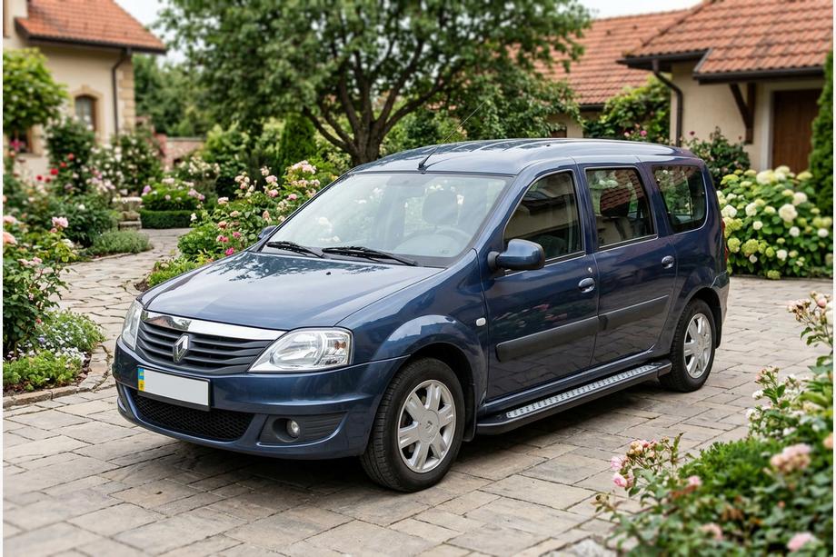 Dacia Logan MCV 2004-2014 гг. Боковые пороги New Vision Black (2 шт., алюминий) Фото 1