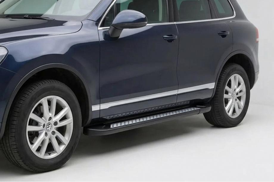 Porsche Cayenne 2003–2010 гг. Боковые пороги New Vision Black (2 шт., алюминий) Фото 1