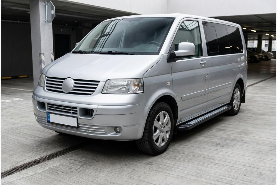 Volkswagen T5 Multivan 2003–2010 гг. Боковые пороги New Vision Black (2 шт., алюминий) Длинная База Image
