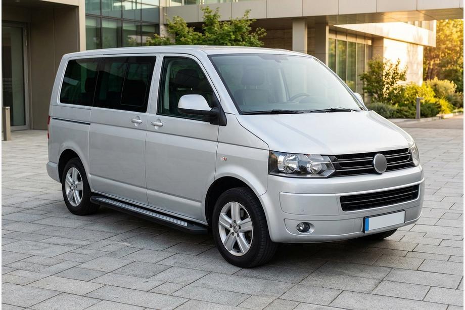 Volkswagen T5 2010-2015 гг. Боковые пороги New Vision Black (2 шт., алюминий) Короткая База Фото 1