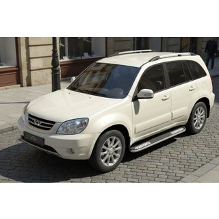 Боковые Подножки Tayga V2 (2 шт., Алюминий) Chery Tiggo 1 2005-2016 гг. фото 1