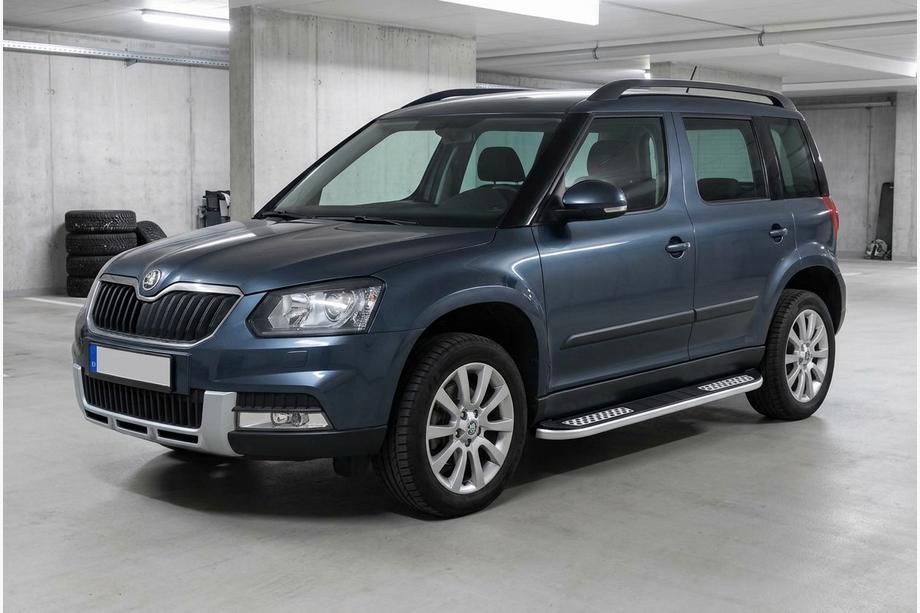 Skoda Yeti 2009-2017 гг. Боковые Подножки Tayga V2 (2 шт., Алюминий) Фото 1