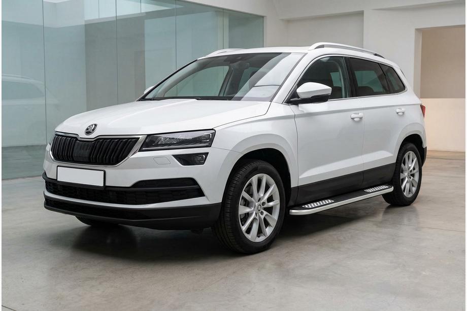 Skoda Karoq 2018- гг. Боковые Подножки Tayga V2 (2 шт., Алюминий) Фото 1