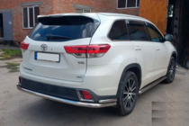 Toyota Highlander 2013-2019 гг. Задняя защита AK005-2 (2 шт., нержавейка) фото 2