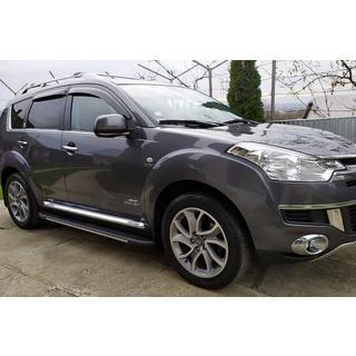 Боковые пороги Bosphorus Grey (2 шт., алюминий) Citroen C-Crosser 2007-2013 гг. фото 1