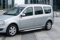 Renault Logan MCV 2005-2013 гг. Боковые Подножки Allmond Grey (2 шт., Алюминий) фото 3