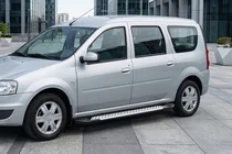 Renault Logan MCV 2005-2013 гг. Боковые Подножки Allmond Grey (2 шт., Алюминий) фото 3