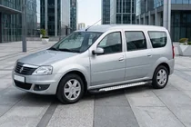 Renault Logan MCV 2005-2013 гг. Боковые Подножки Allmond Grey (2 шт., Алюминий) фото 1