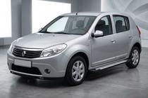 Renault Sandero 2007-2013 гг. Боковые Подножки Allmond Grey (2 шт., Алюминий) фото 1