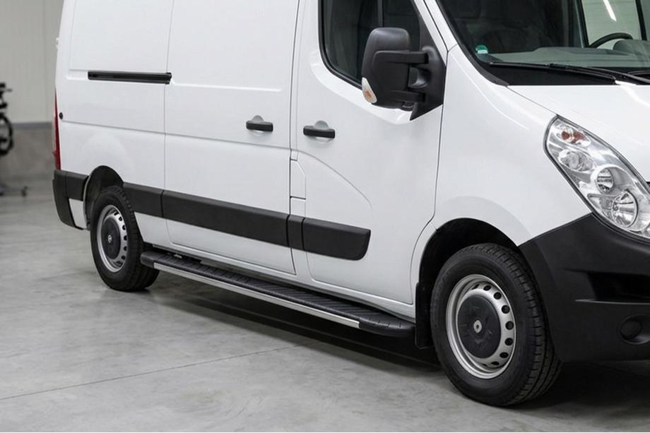 Opel Movano 2010-2021 гг. Боковые пороги Bosphorus Grey (2 шт., алюминий) Image
