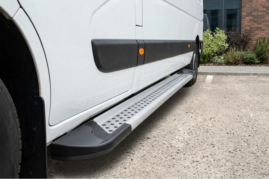 Opel Movano 2010-2021 гг. Боковые Подножки New Vision Grey (2 шт., Алюминий) Короткая База Фото 1