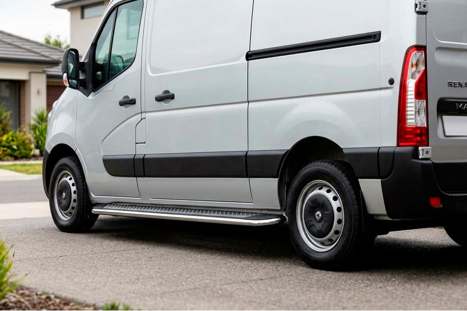 Renault Master 2011-2023 гг. Боковые Подножки Maydos V2 (2 шт., Алюминий) Image