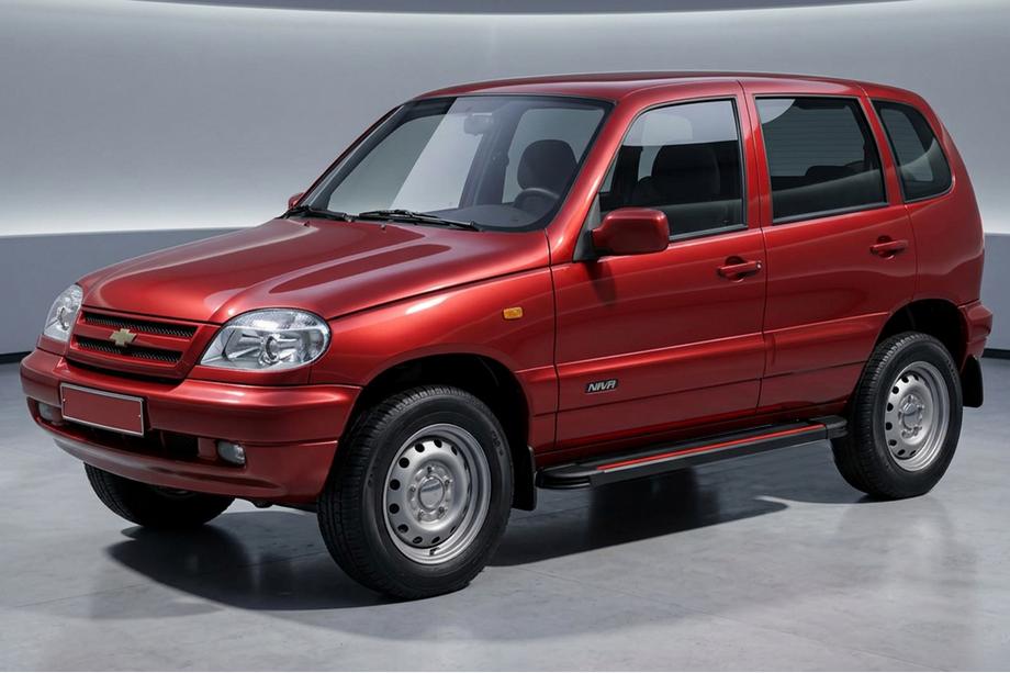 Chevrolet Niva 1998-2020 гг. Боковые Подножки Maya Red (2 шт., Алюминий) Image