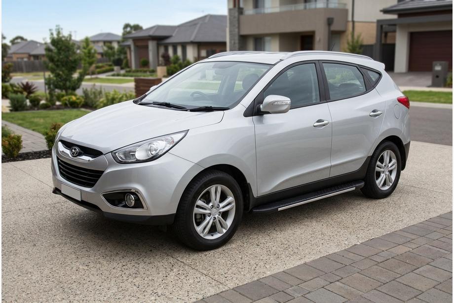 Hyundai IX-35 2010-2015 гг. Боковые пороги Bosphorus Grey (2 шт., алюминий) Image