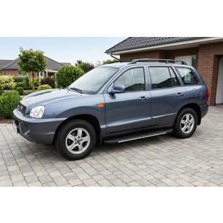 Боковые пороги Bosphorus Grey (2 шт., алюминий) Hyundai Santa Fe 1 2000-2006 гг. фото 1