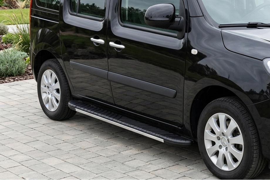 Renault Kangoo 2008–2020 гг. Боковые пороги Bosphorus Grey (2 шт., алюминий) Длинная База Фото 1