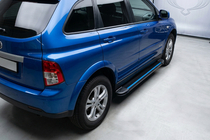 SsangYong Action 2005-2018 гг. Боковые Подножки Maya Blue (2 шт., Алюминий) фото 1