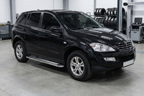 SsangYong Action 2005-2018 гг. Боковые Подножки Maydos V2 (2 шт., Алюминий и Нержавейка) фото 1