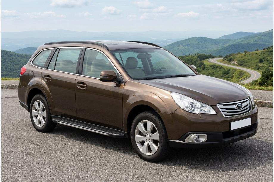 Subaru Outback 2009-2014 гг. Боковые пороги Bosphorus Grey (2 шт., алюминий) Image