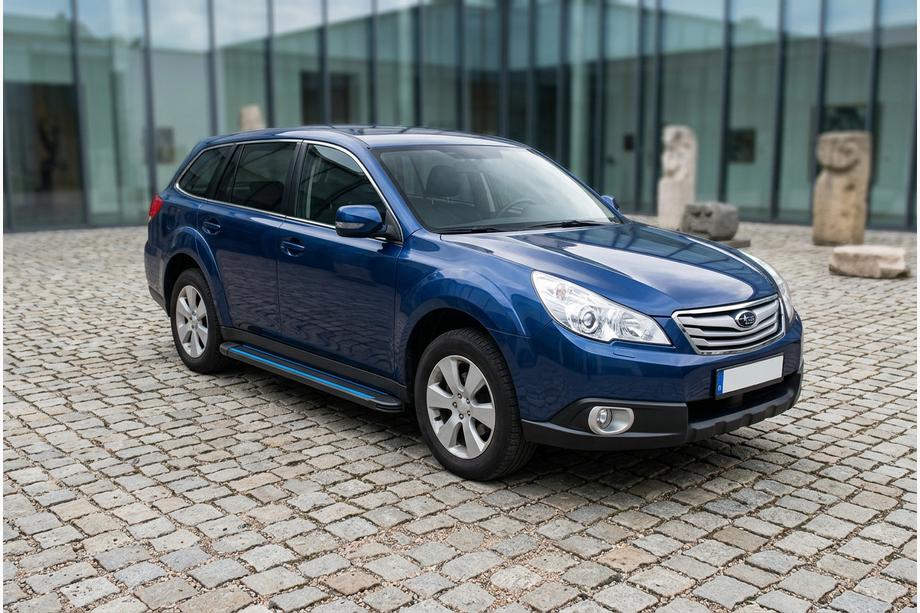 Subaru Outback 2009-2014 гг. Боковые Подножки Maya Blue (2 шт., Алюминий) Image