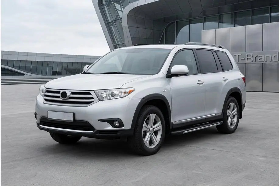 Toyota Highlander 2008-2013 гг. Боковые пороги Bosphorus Grey (2 шт., алюминий) Image
